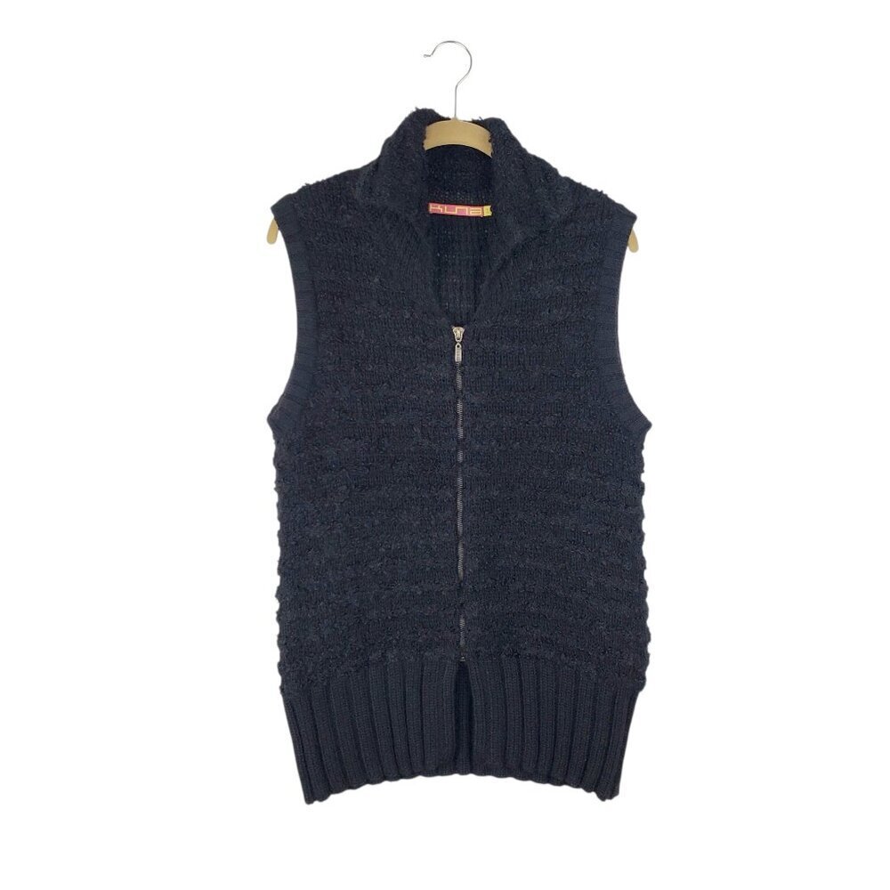 Kuna Alpaca Wool Sweater Vest Black Zip Up Knit Womens Size Large